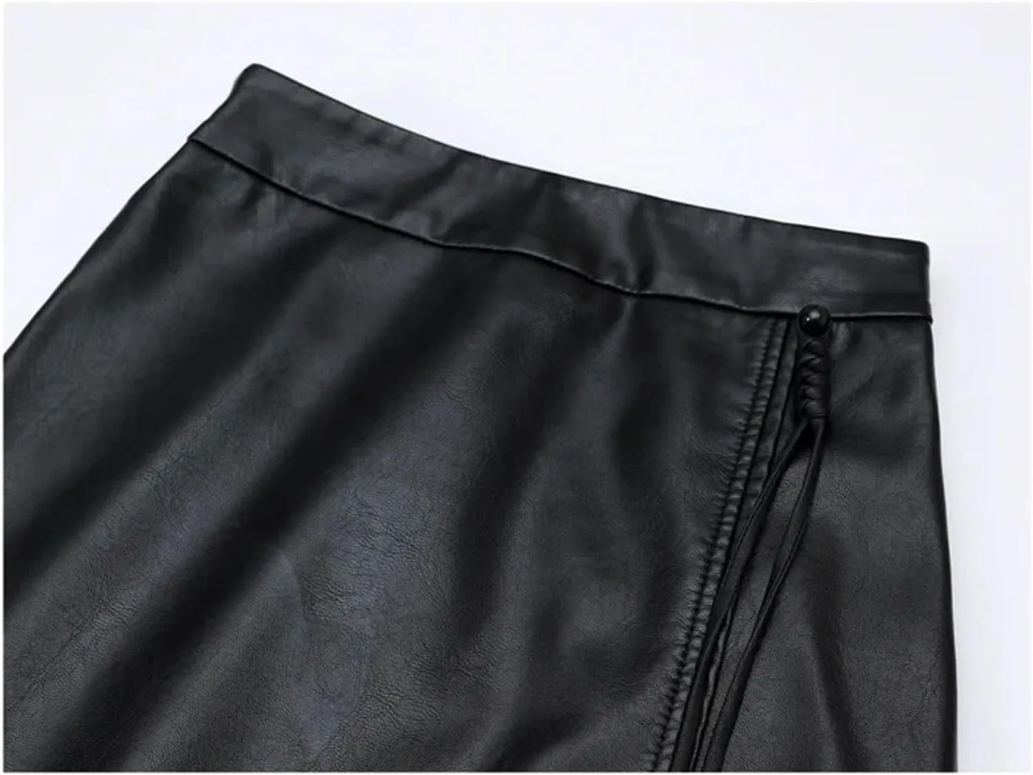 Women Leather Skirt Winter High Waist Straight Sheath Skirts Midi Skirt Casual Zip PU Slim Pencil Skirts