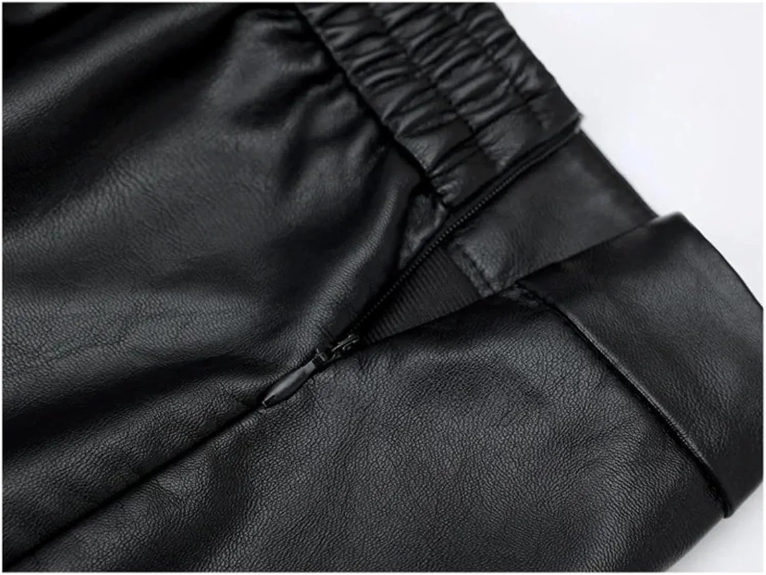 Women Leather Skirt Winter High Waist Straight Sheath Skirts Midi Skirt Casual Zip PU Slim Pencil Skirts