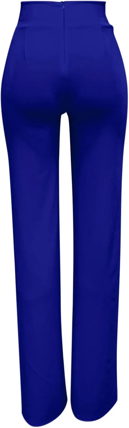 Women Linen Blend Summer Cropped Palazzo Lounge Pants Elastic Waisted Lounge Pants Slim-Fit Trousers Office
