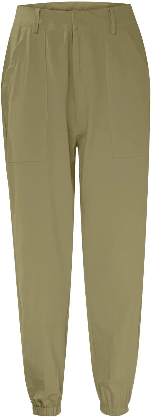 Women Linen Capris Pants 2025 Summer Casual Pant Vacation Bermuda Pants Palazzo Trousers with Pockets