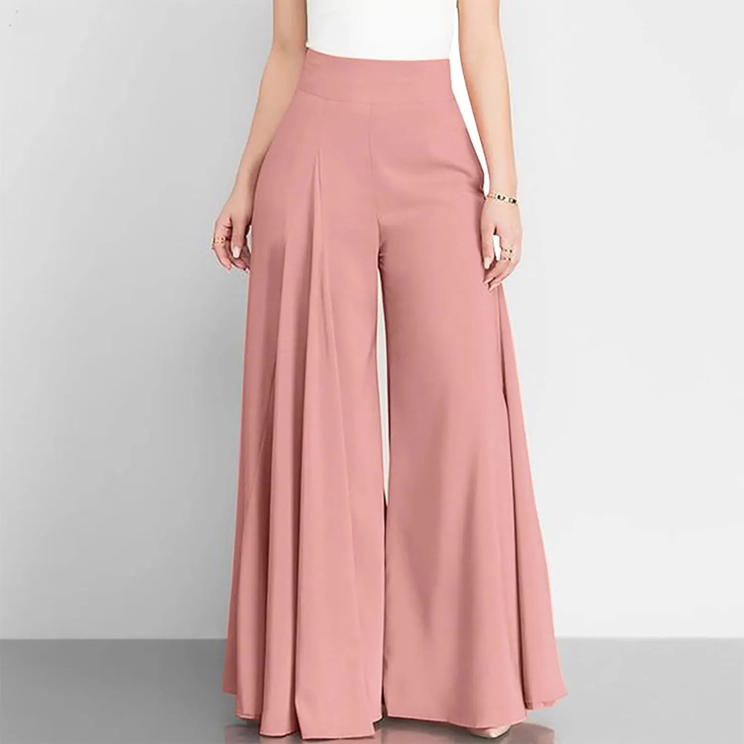 Women Wide Leg Long Pants Loose Sweatpants Elastic High Waist Trousers Casual Flowy Pants Casual Palazzo Trouser Pants