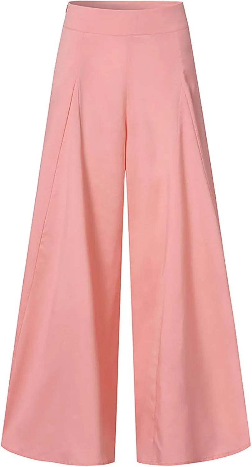Women Wide Leg Long Pants Loose Sweatpants Elastic High Waist Trousers Casual Flowy Pants Casual Palazzo Trouser Pants