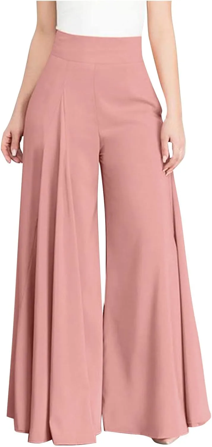 Women Wide Leg Long Pants Loose Sweatpants Elastic High Waist Trousers Casual Flowy Pants Casual Palazzo Trouser Pants
