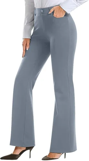 Womens Bootcut Dress Pants Business Casual Work Pants with Pockets High Waist Stretchy Trousers Office Slacks
