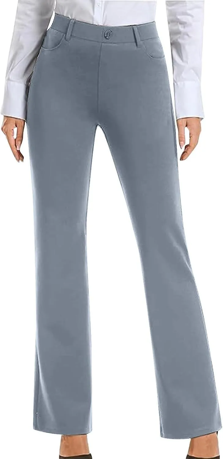 Womens Bootcut Dress Pants Business Casual Work Pants with Pockets High Waist Stretchy Trousers Office Slacks