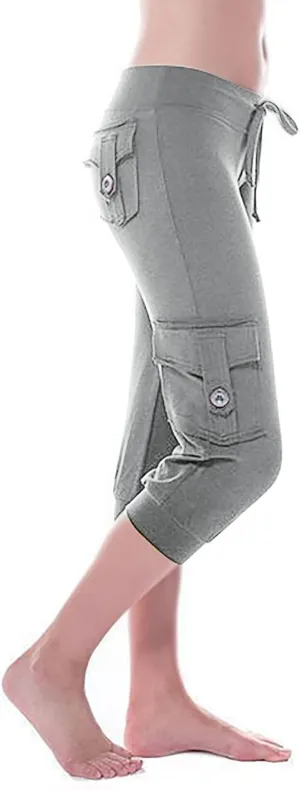 Womens Cargo Capri Pants with Pockets Lightweight Joggers Yoga Hiking Pants Workout Sweatpants Summer Casual Trousers