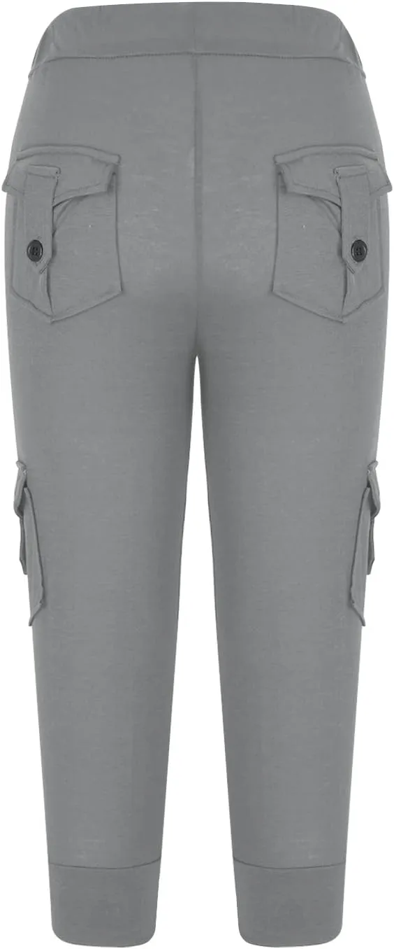 Womens Cargo Capri Pants with Pockets Lightweight Joggers Yoga Hiking Pants Workout Sweatpants Summer Casual Trousers
