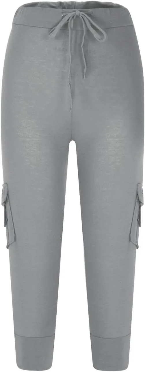 Womens Cargo Capri Pants with Pockets Lightweight Joggers Yoga Hiking Pants Workout Sweatpants Summer Casual Trousers