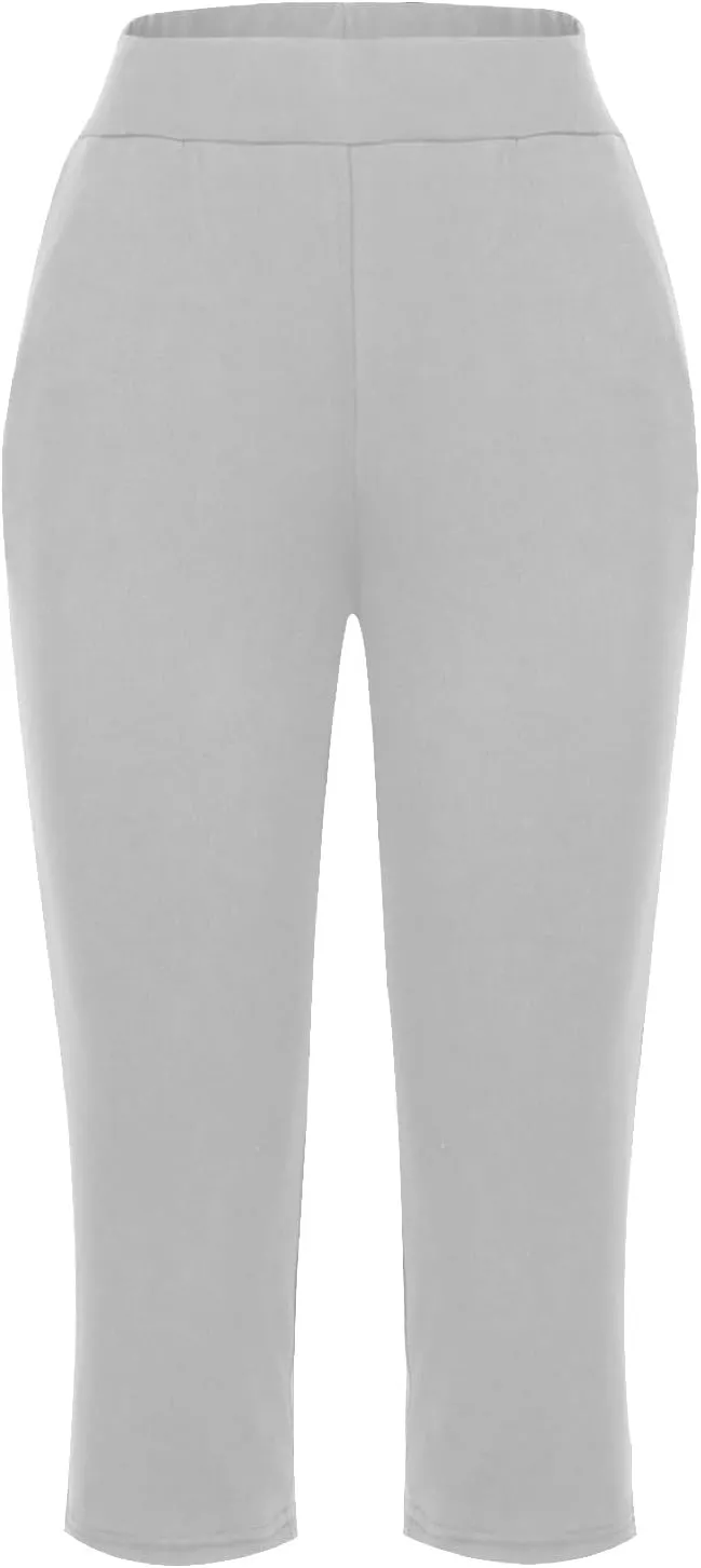 Women's Casual Capri Pants Summer Loose Yoga Pants Comfy Workout Pants High Waist Capri Trousers with Pockets
