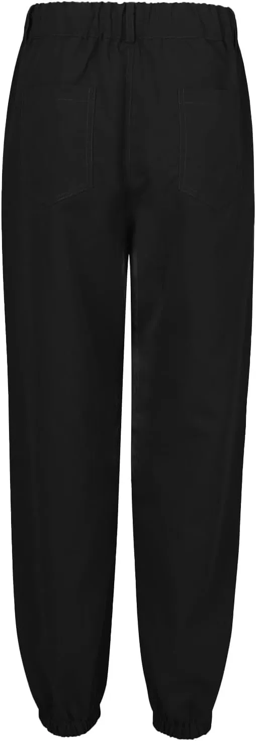 Womens Cropped Pants Plus Size Fashion 2025 Casual Lightweight Drawstring Elastic Trousers Skinny Pants with Pockets