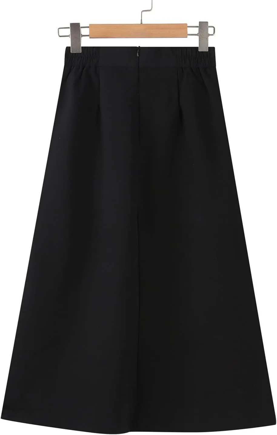 Womens Elastic High Waisted a Line Plain Midi Swing Pleated Skirts Shirring School Girl Uniform Long Skirt
