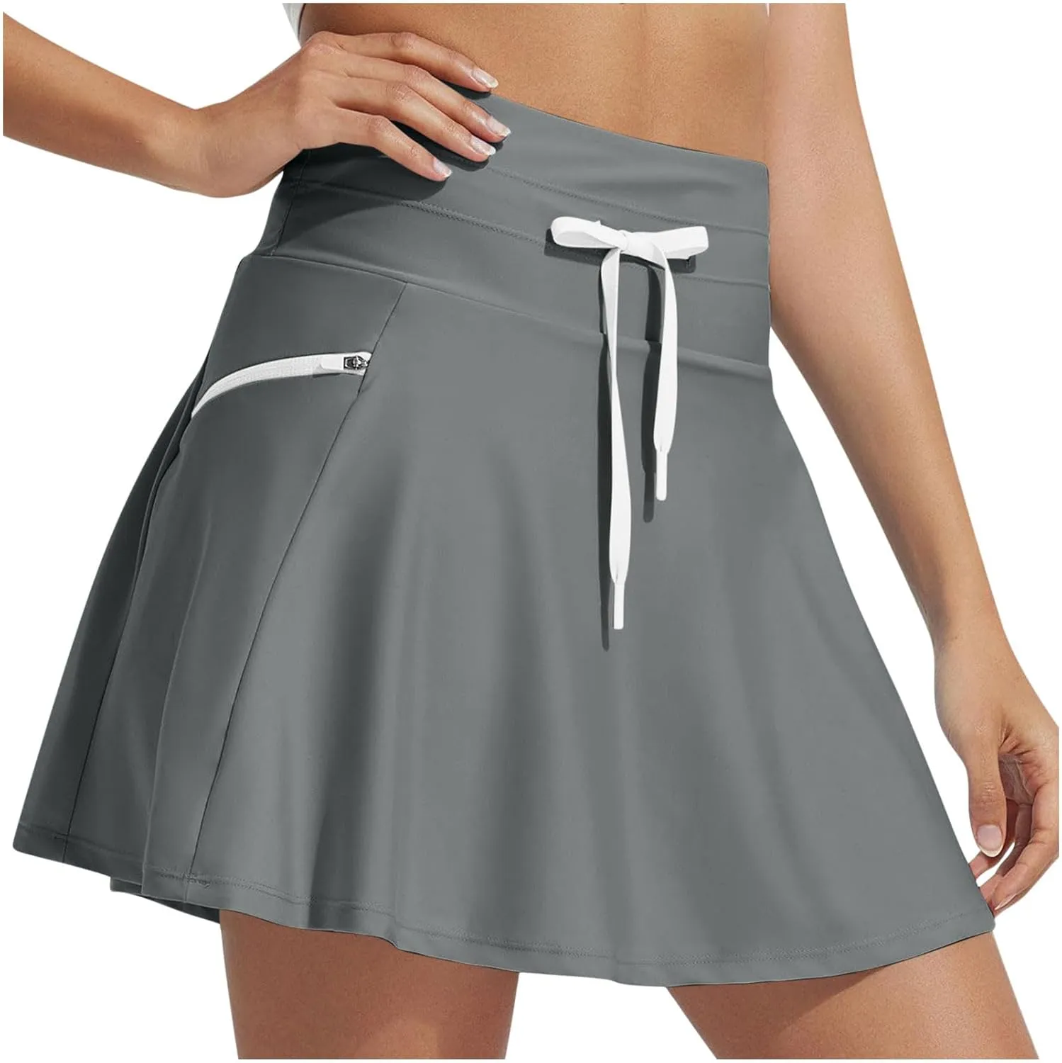 Women's High Waisted 15'' Swim Skirt Liner Quick Dry Bathing Suit Y2k Tankini Swimsuit Bottoms with Zipper Pockets 2025