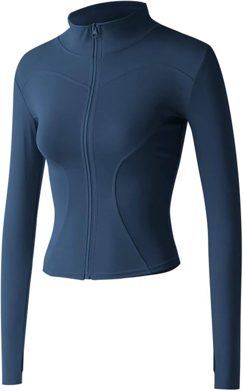 Women's Long Sleeve Running Jacket Sports Shirts Full Zip Quick Dry Yoga Fitness Top with Thumb Holes