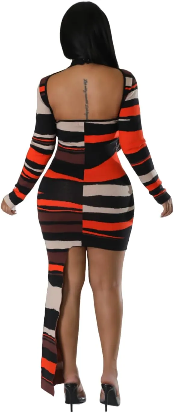Women's Long Sleeve Stretch Sexy Curvy Club Party Dress Dress