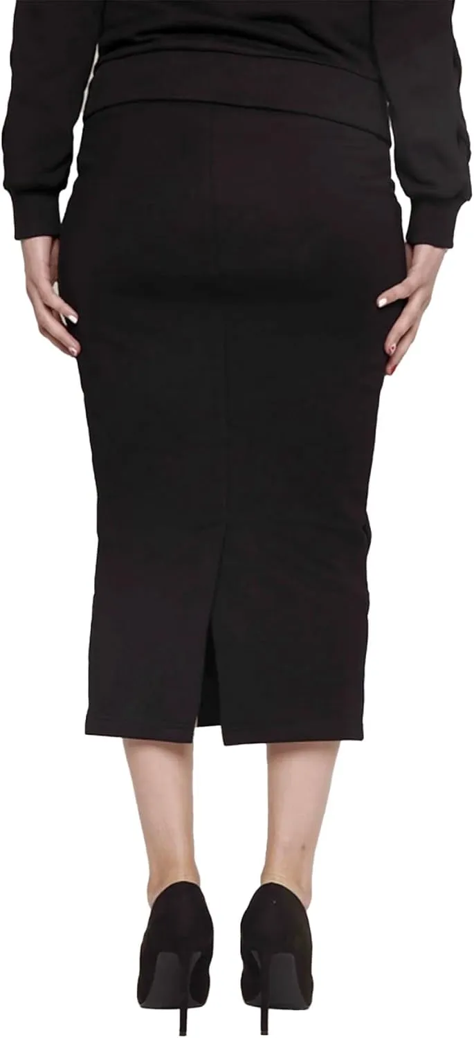 Women's Midi Pencil Skirt with Side Lace-up Detail, and Cell Phone Pockets at The Side Panels Teal