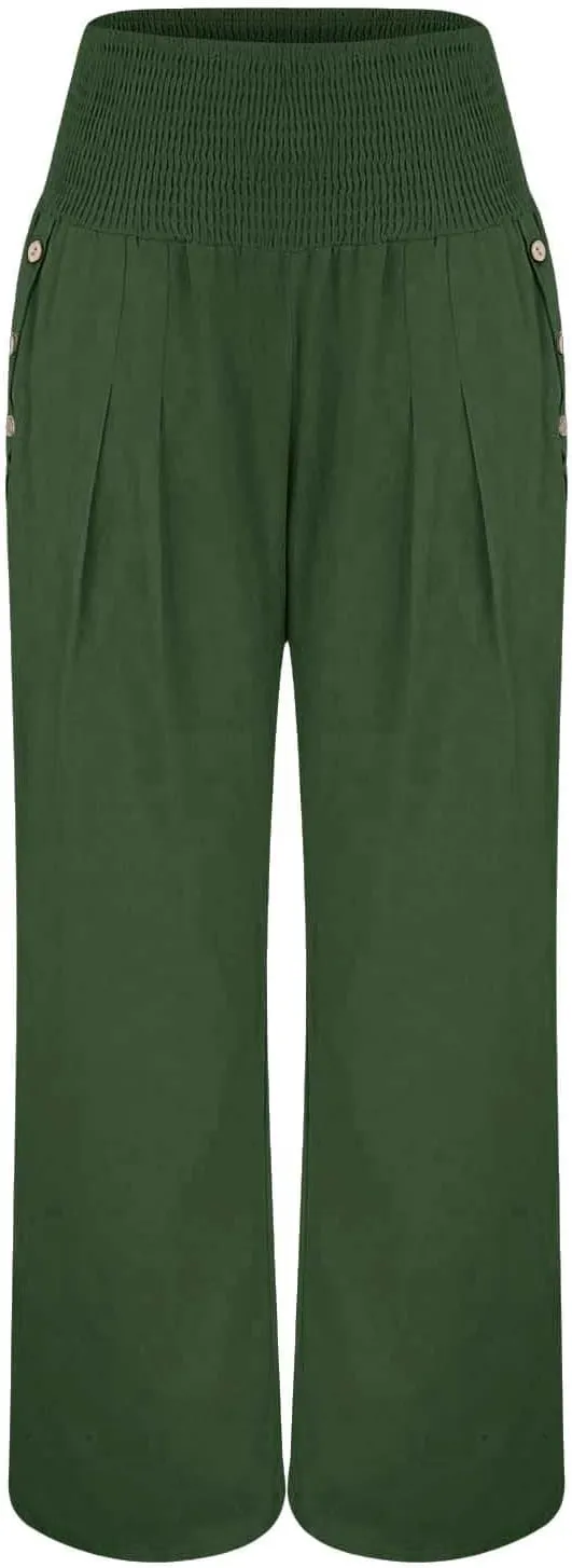 Womens Palazzo Pants Fall Plus Size Loose Cotton and Linen Casual Pants Yoga Sweatpants Leggings with Pockets for