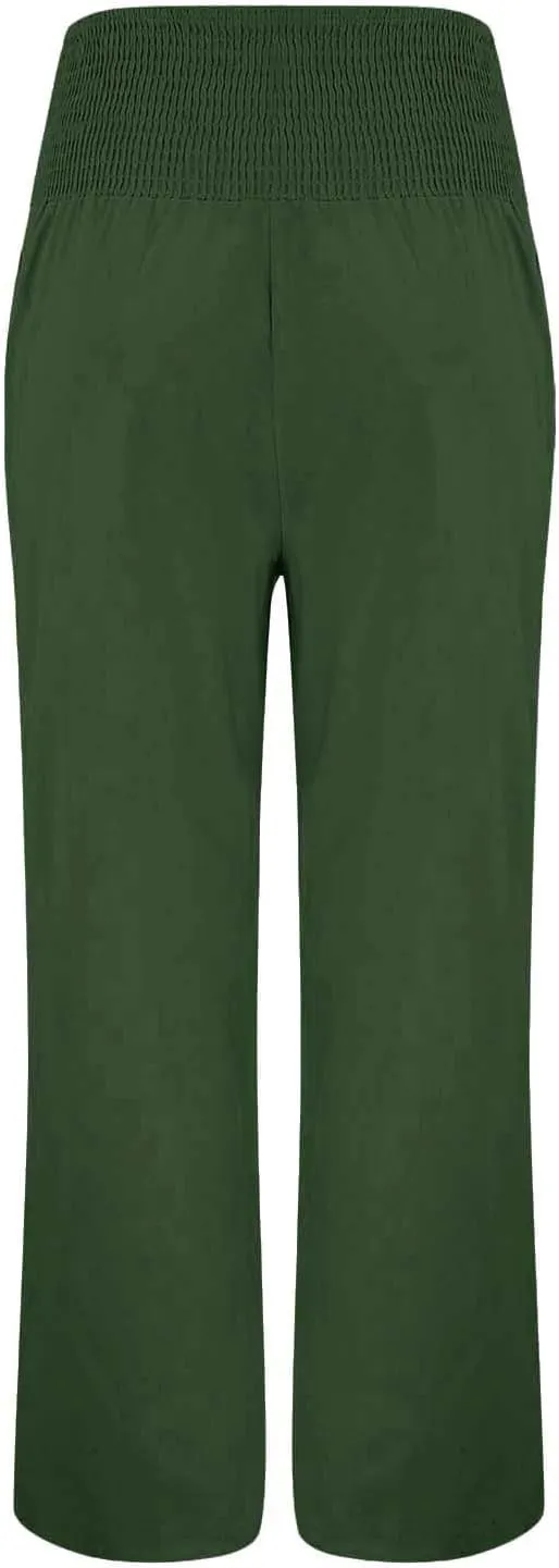 Womens Palazzo Pants Fall Plus Size Loose Cotton and Linen Casual Pants Yoga Sweatpants Leggings with Pockets for