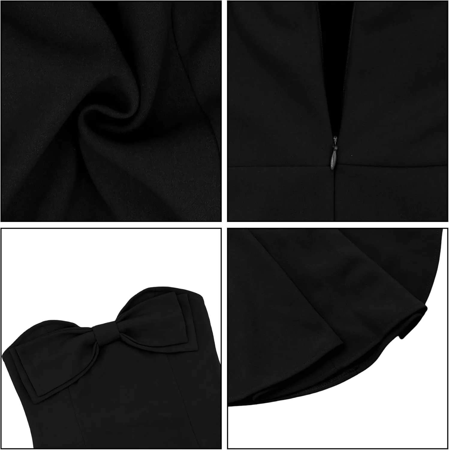 Women's Sexy Strapless Tube Dress with Bow Elegant Flare Formal Dresses Off Shoulder Dress Wedding Dresses for Women