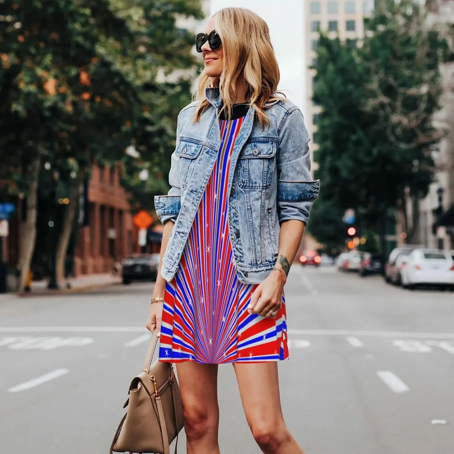 Womens Sleeveless Dress A-Line Flare Tank Dress Loose Sun Dresses Summer Flowy Swing Sundress Round Neck Outfit