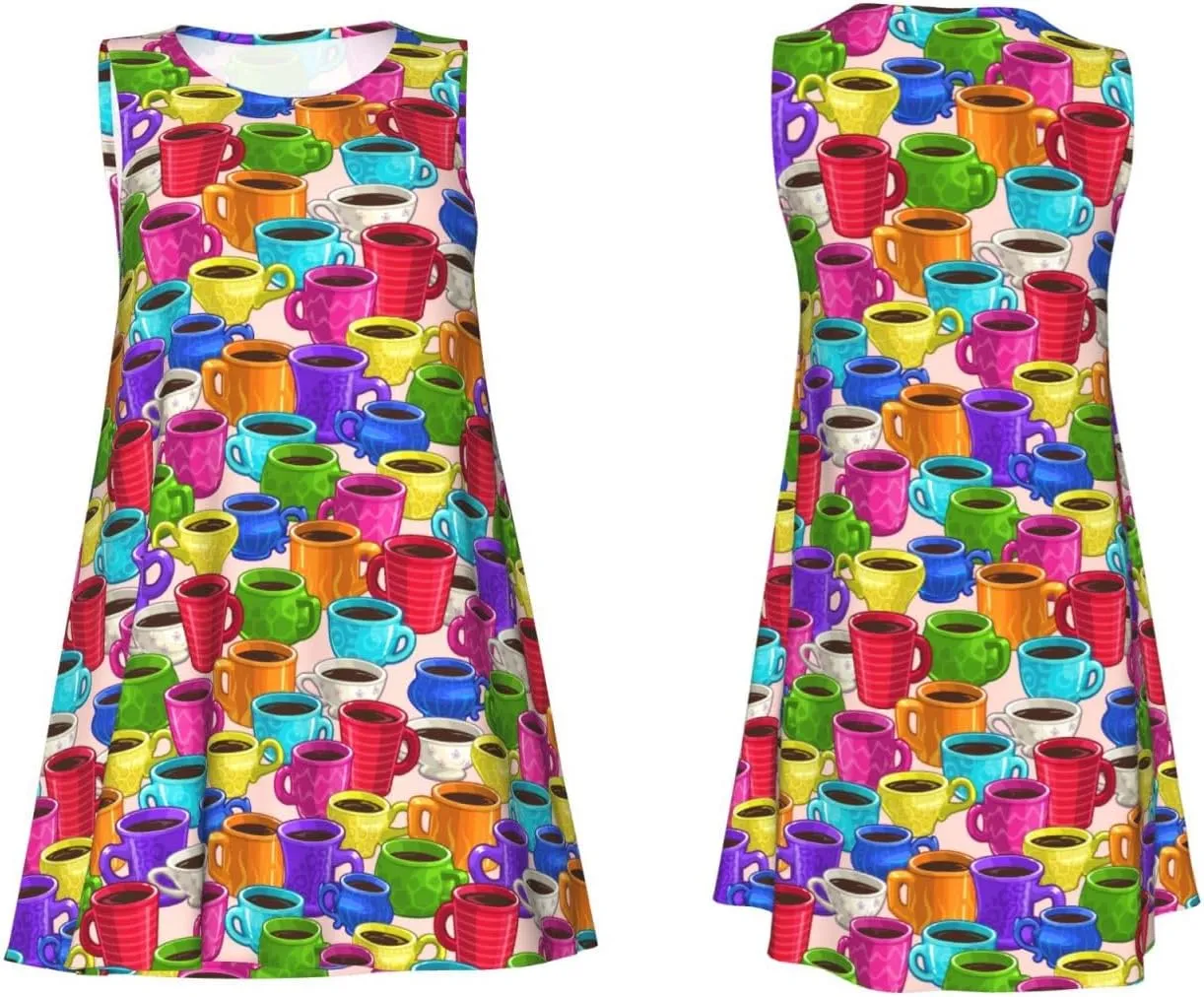 Womens Sleeveless Dress A-Line Flare Tank Dress Loose Sun Dresses Summer Flowy Swing Sundress Round Neck Outfit
