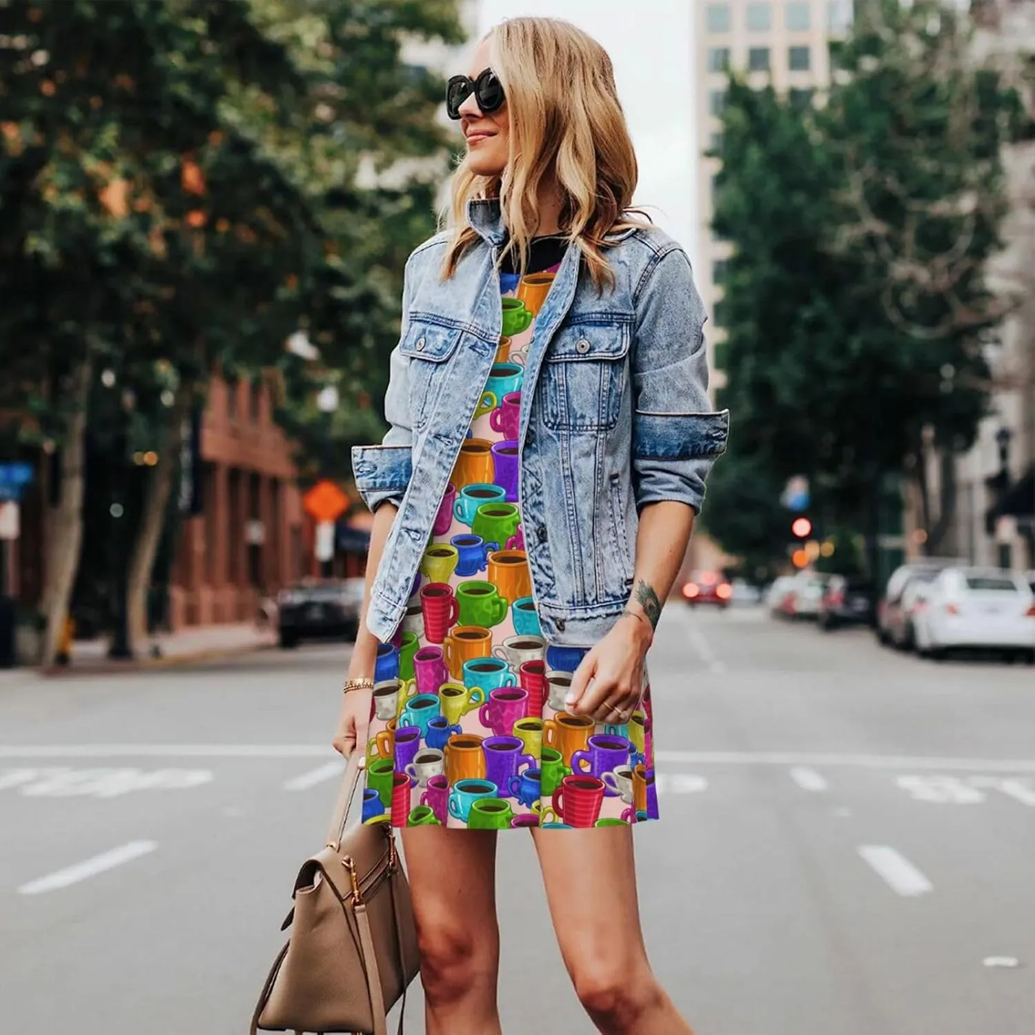 Womens Sleeveless Dress A-Line Flare Tank Dress Loose Sun Dresses Summer Flowy Swing Sundress Round Neck Outfit