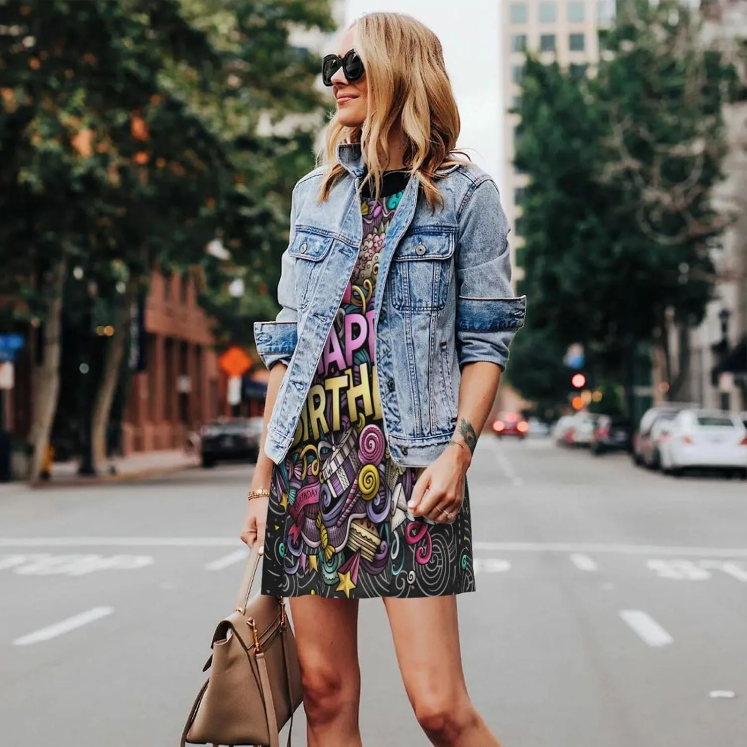 Womens Sleeveless Dress A-Line Flare Tank Dress Loose Sun Dresses Summer Flowy Swing Sundress Round Neck Outfit