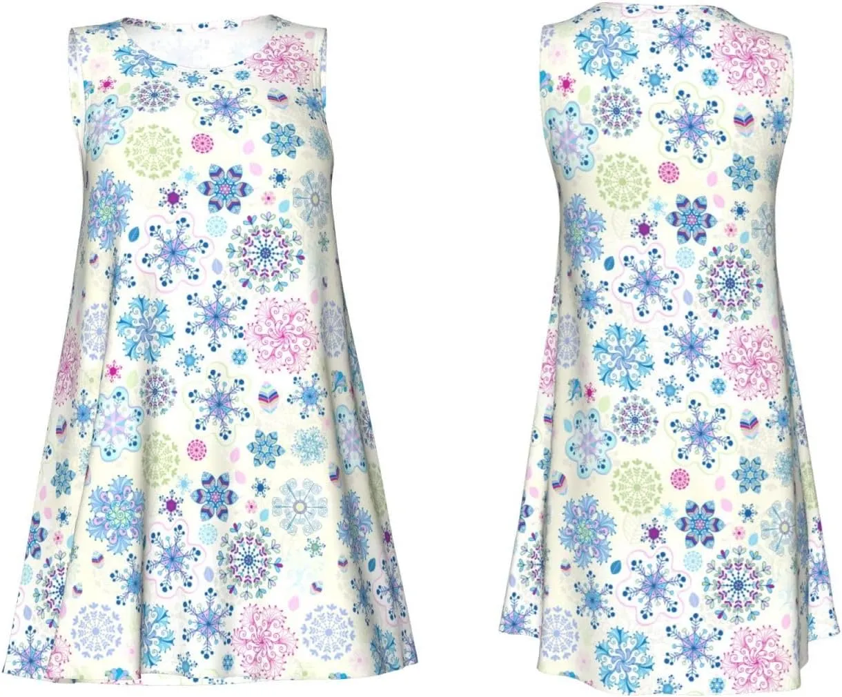Womens Sleeveless Dress A-Line Flare Tank Dress Loose Sun Dresses Summer Flowy Swing Sundress Round Neck Outfit