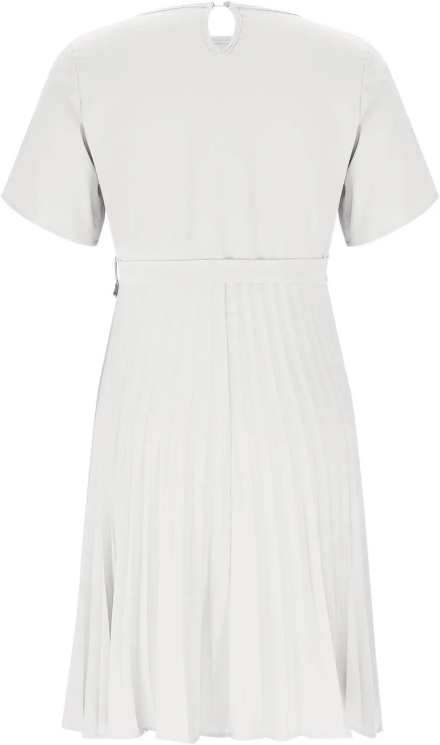 Women's Spring Summer Short Sleeve Midi Dress Casual Crewneck Belted Pleated A Line Flowy Party Dresses