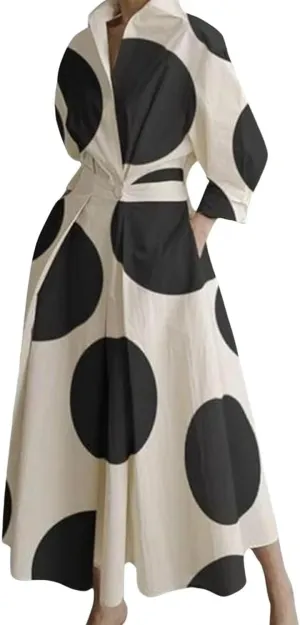Women's Stand-Up Collar Cotton Breathable Dress Summer Ankle Length Shift Dress Side Pockets Simple Maxi Dress