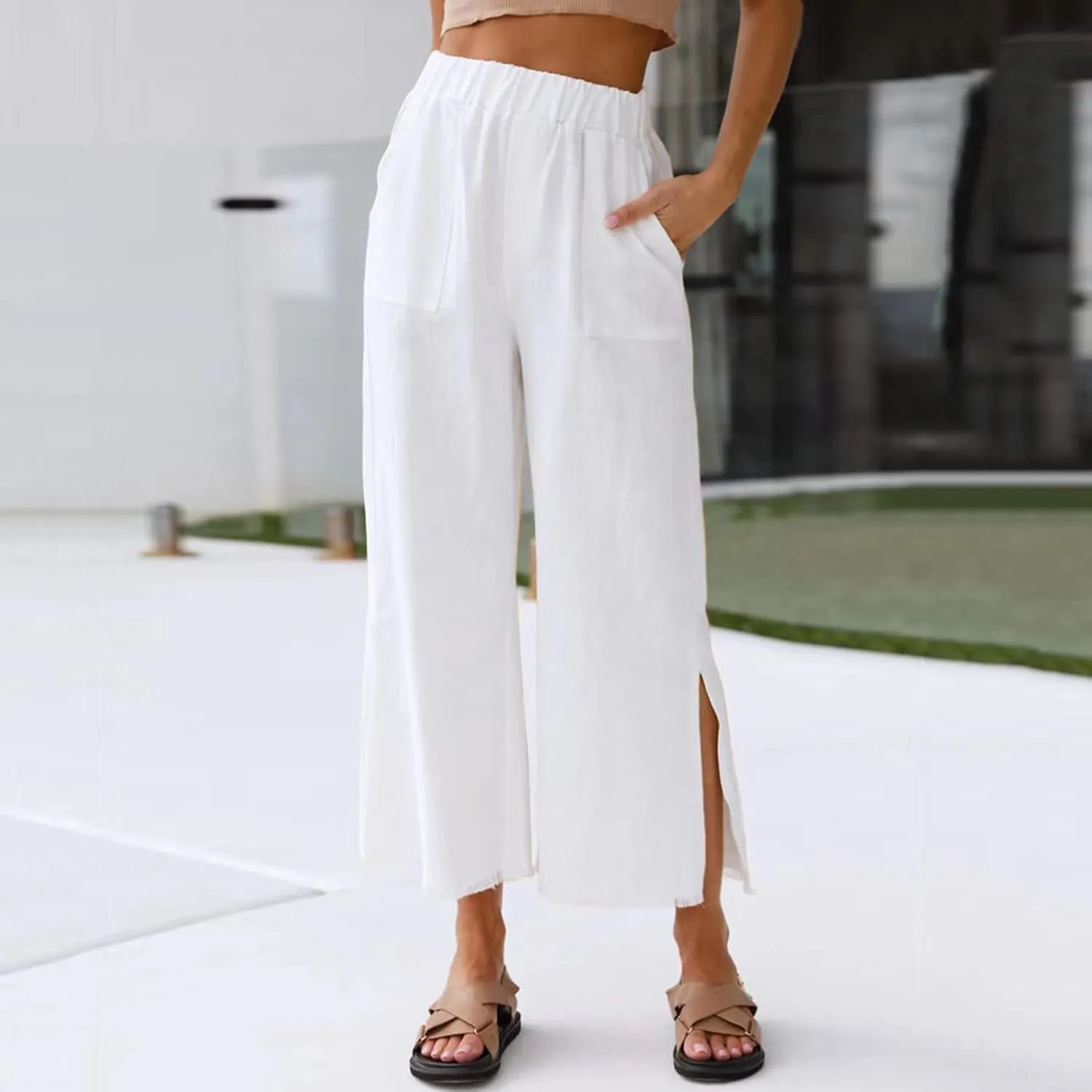 Womens Trousers Wide Leg High Waist Trouser Fit Loose Yoga Long Pants Business Casual Pants for Women Skinny