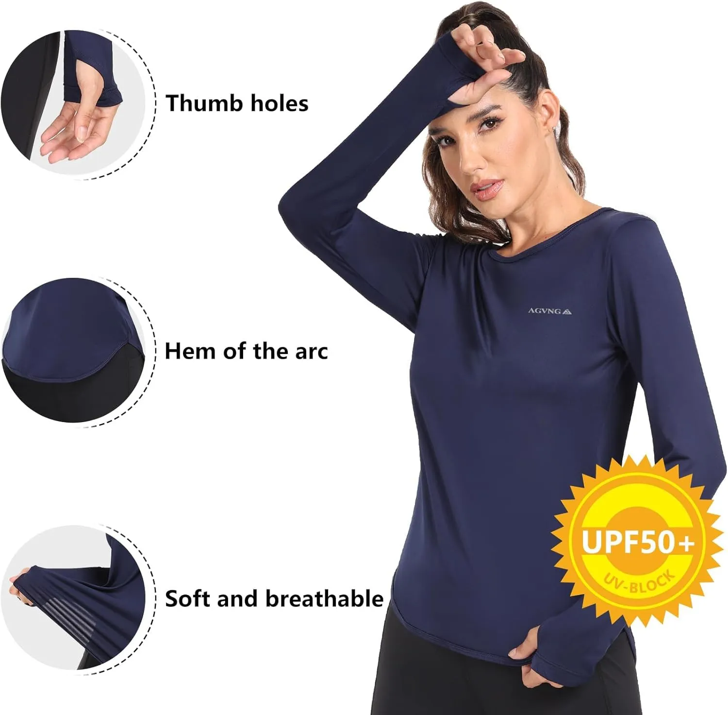 Womens UPF 50  Sun Shirts Long Sleeve UV Sun Protection Lightweight Quick Dry Rash Guard Workout Hiking Outdoor Tops
