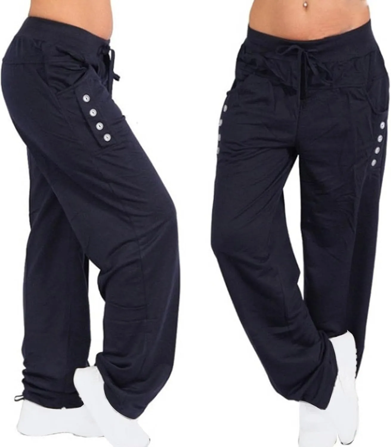 Womens Wide Leg Pants Yoga Leggings Drawstring Elastic High Waist Gym Sports Tights Pant Workout Casual Loose Trousers