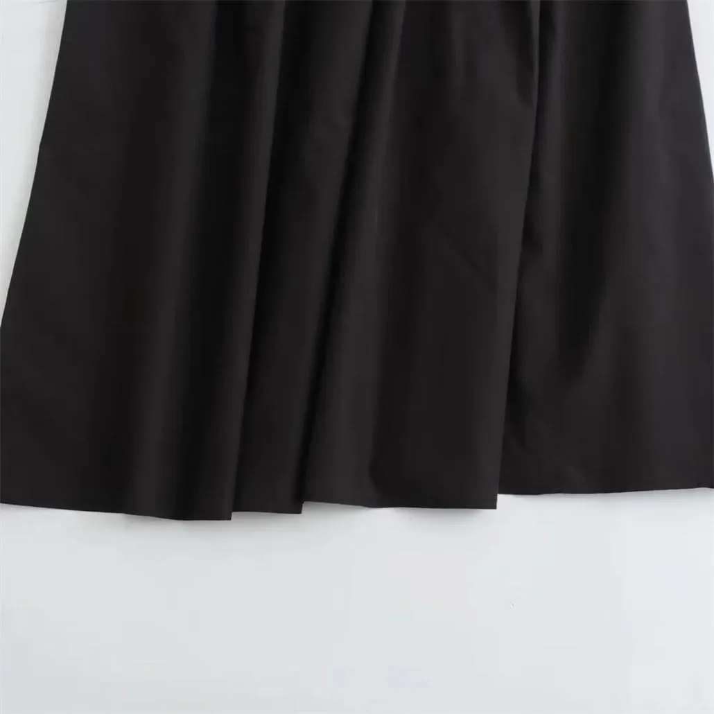 Women's Wide Pleated Solid Color High Waist A-Line Long Skirt Elastic Waist