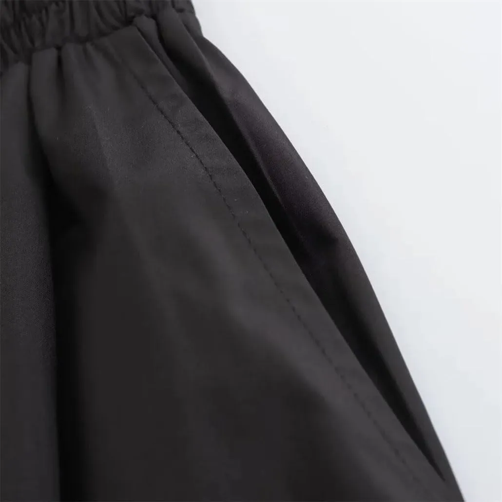 Women's Wide Pleated Solid Color High Waist A-Line Long Skirt Elastic Waist