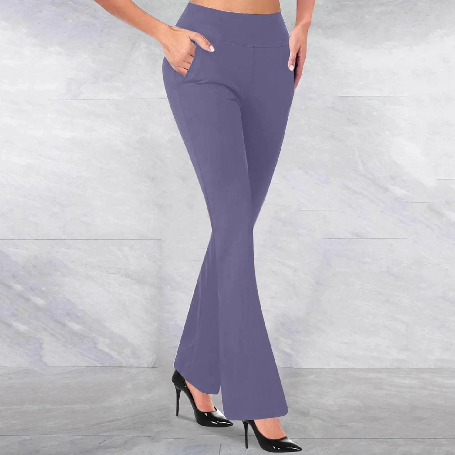 Work Pants for Women 2025 High Waist Stretch Comfy Dressy Flare Long Pants Casual Pull On Office Business Trousers