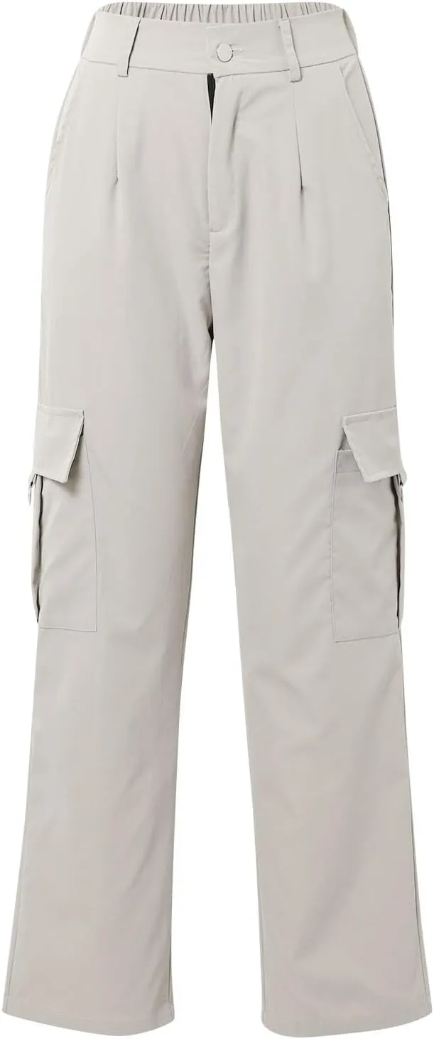 Y2K Cargo Pants for Women Teen Girl Baggy Elastic High Waisted Casual Parachute Pant Straight Leg Streetwear Trousers