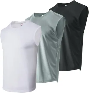 Yasumond Workout Fitness Quick Dry Tank Tops Pack Muscle Basketball Gym Sleeveless Crewneck Shirts for Men