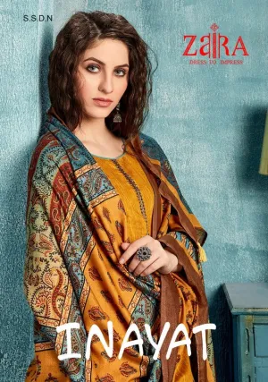 ZAIRA INAYAT JAM SATIN PRINT WITH DESIGNER EMBROIDERY SUIT COLLECTION
