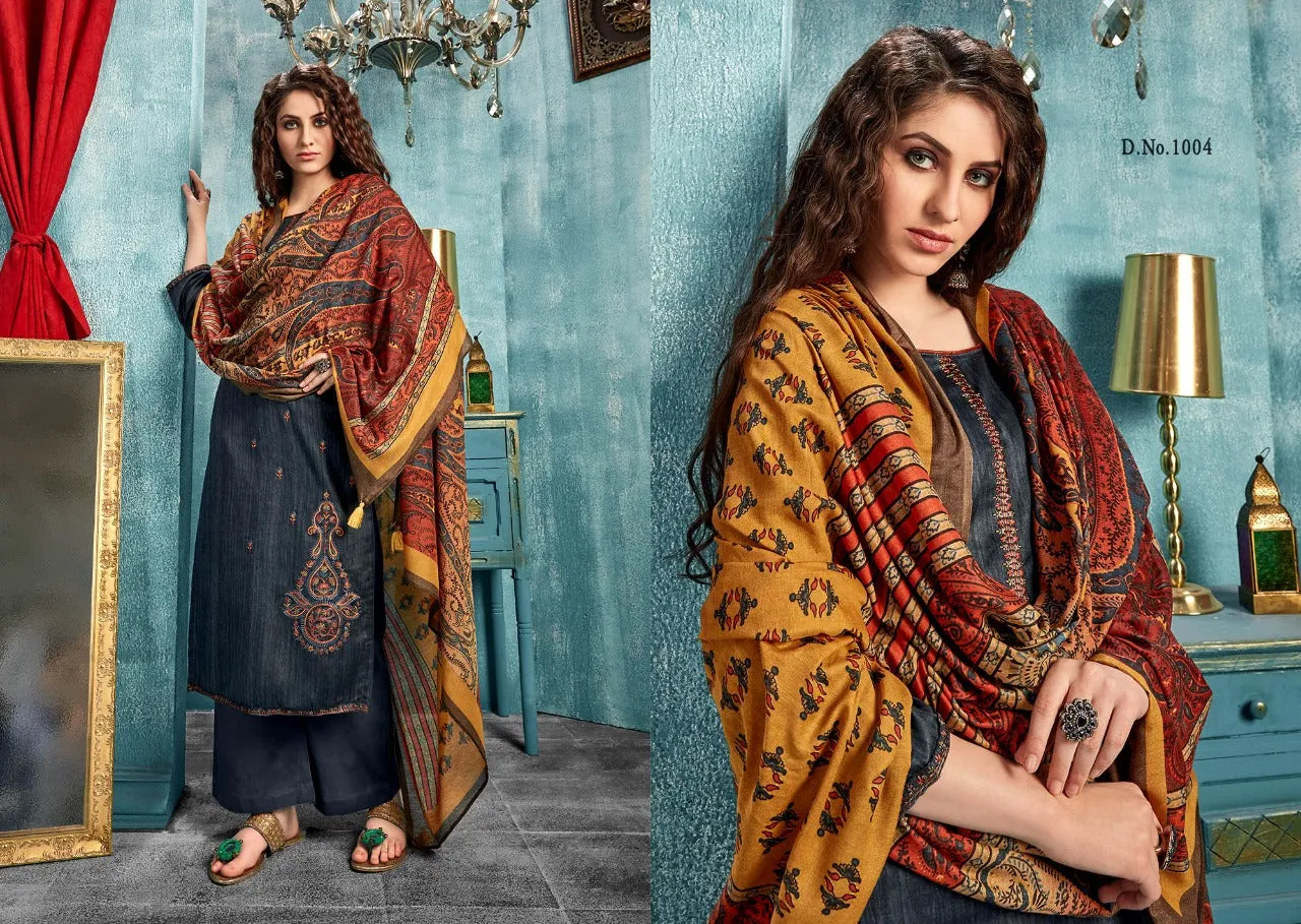 ZAIRA INAYAT JAM SATIN PRINT WITH DESIGNER EMBROIDERY SUIT COLLECTION