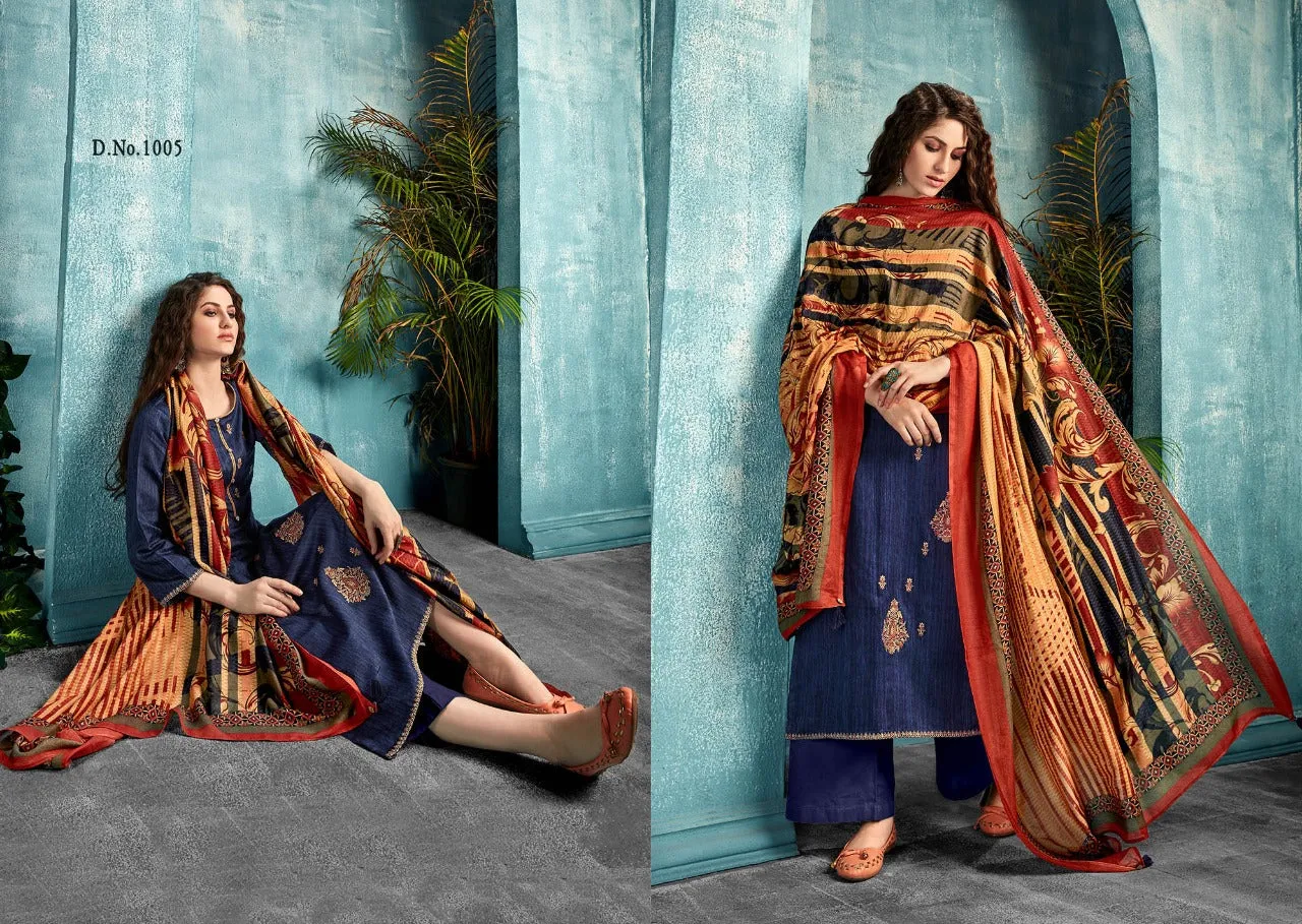 ZAIRA INAYAT JAM SATIN PRINT WITH DESIGNER EMBROIDERY SUIT COLLECTION