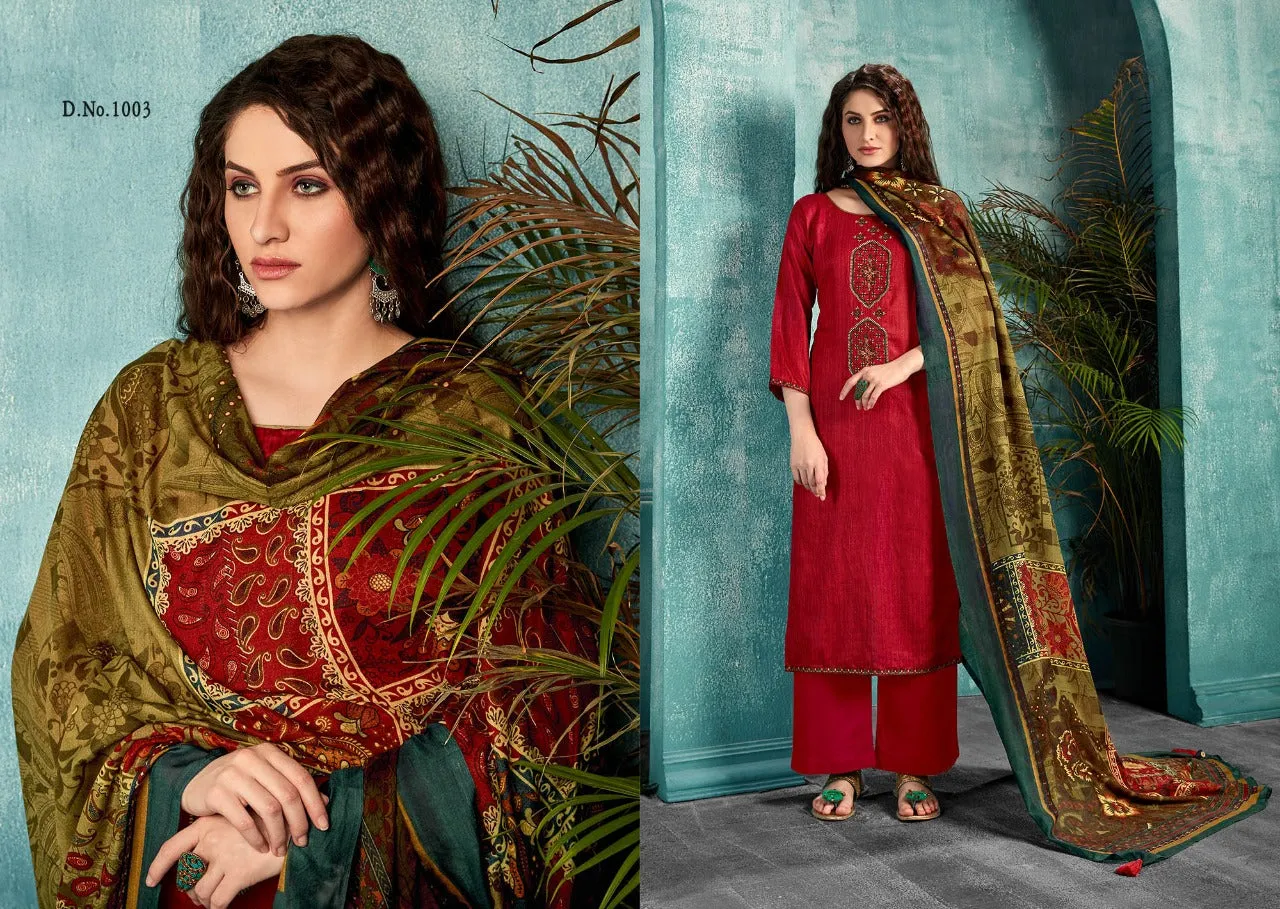 ZAIRA INAYAT JAM SATIN PRINT WITH DESIGNER EMBROIDERY SUIT COLLECTION