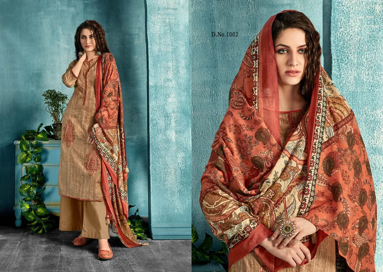 ZAIRA INAYAT JAM SATIN PRINT WITH DESIGNER EMBROIDERY SUIT COLLECTION