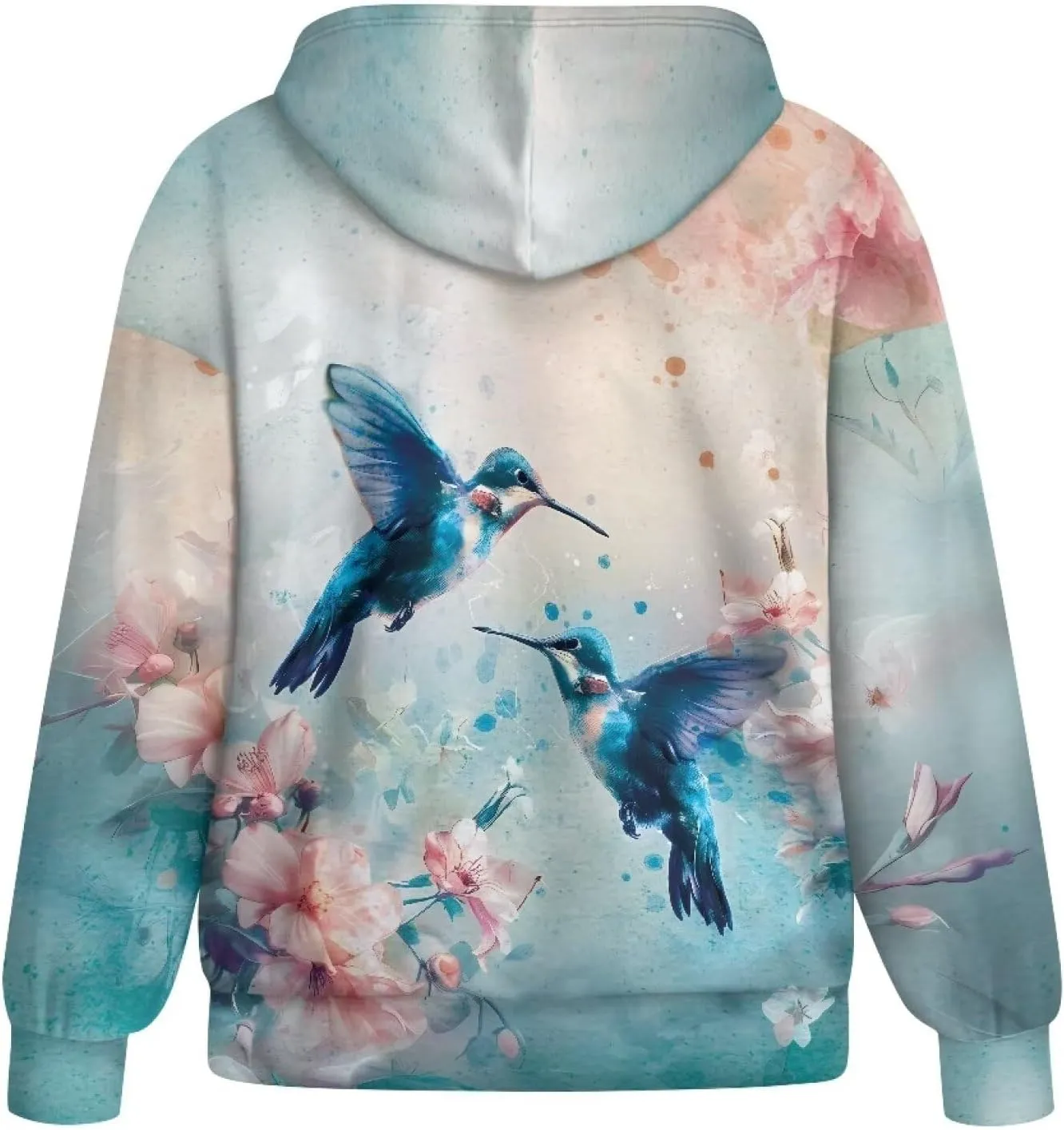 Zip up Sweatshirt for Women Drawstring Printed Loose Casual Hoodies Fall Jacket Oversized with Pocket