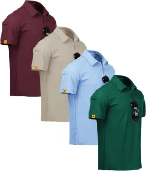 ZITY 4 Pack Mens Polo Shirt Short Sleeve Sports Golf Tennis T-Shirt Athletic Collared Tactical Shirts